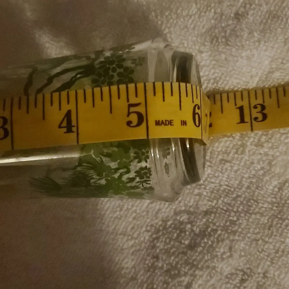 Libbey Green Vintage Floral Glass Cup